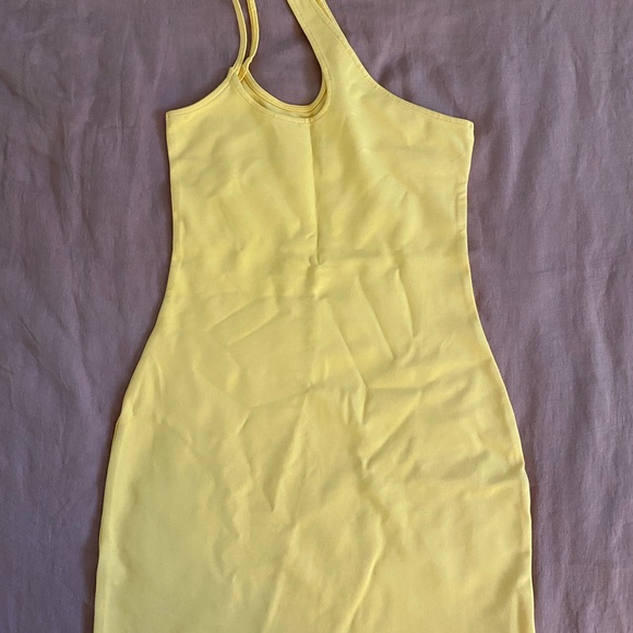 NWOT A&F yellow bodycon dress with cut-outs - Picture 3 of 5